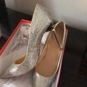 Silver and gold sparkle pumps